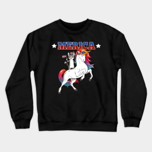 Merica Tabby Cat Unicorn American Flag 4th Of July Crewneck Sweatshirt